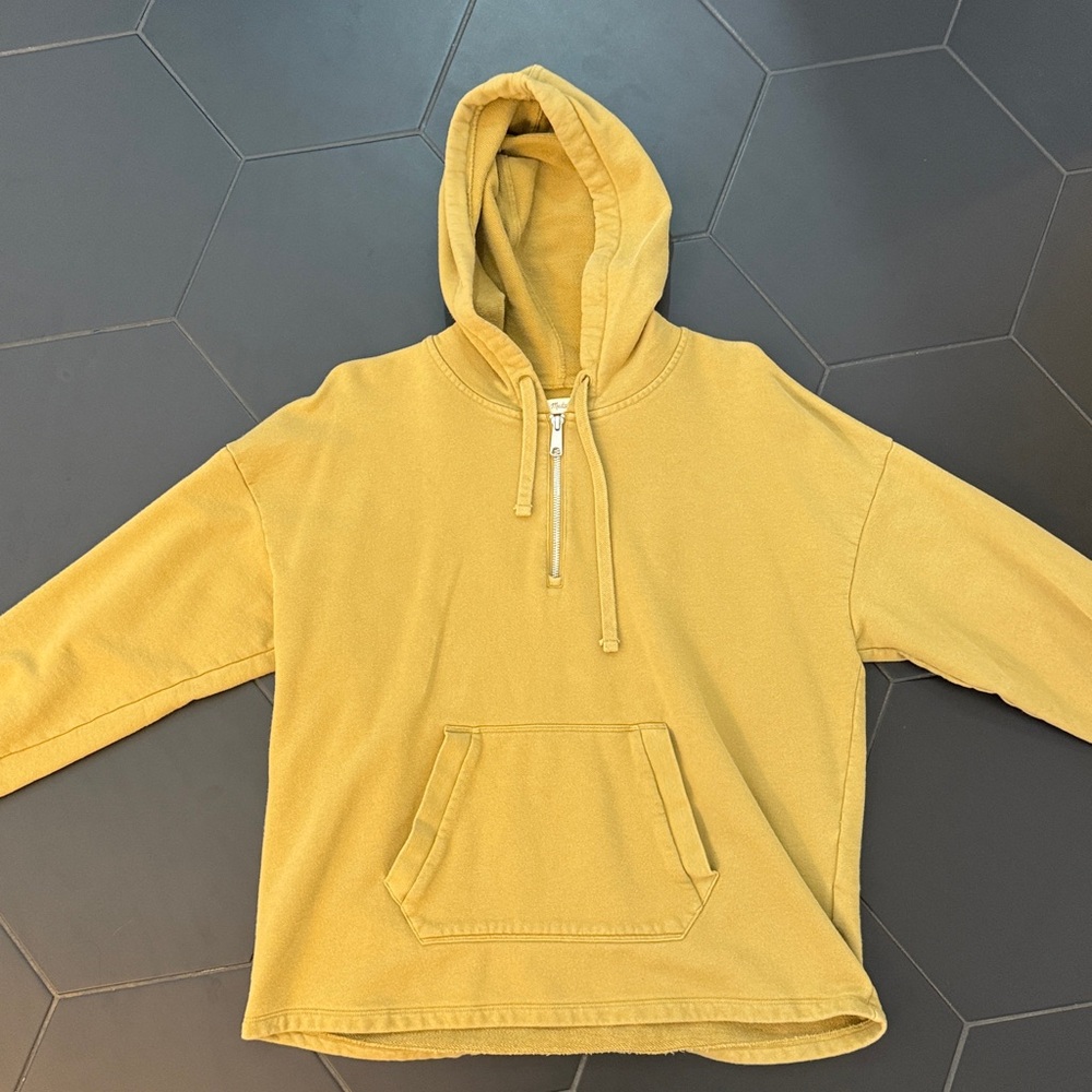 Madewell 1/4 zip oversized Terry cotton hoodie green M